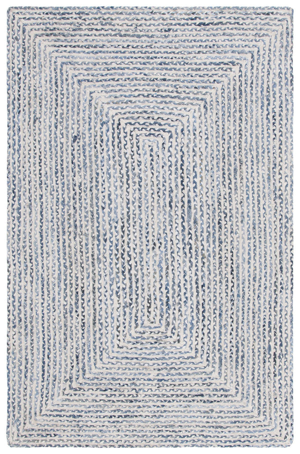 Safavieh Braided Handcrafted Area Rug: Unique Geometric Design In Tranquil Blue And Ivory For Stylish Decor Blue ,Ivory Cotton Brd260m-2