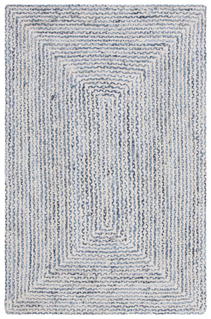 Safavieh Braided Handcrafted Blue Ivory Geometric Cotton Rug — Braided Texture, Low-Profile Plush, Coastal Chic 8'-0" x 8'-0" BRD260M-8SQ