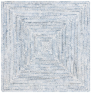 Safavieh Braided Handcrafted Area Rug: Unique Geometric Design In Tranquil Blue And Ivory For Stylish Decor Blue ,Ivory Cotton Brd260m-2