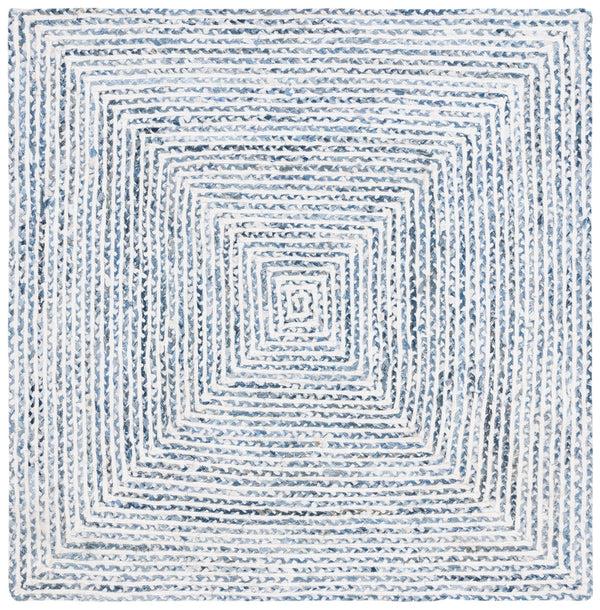 Safavieh Braided Handcrafted Area Rug: Unique Geometric Design In Tranquil Blue And Ivory For Stylish Decor Blue ,Ivory Cotton Brd260m-2