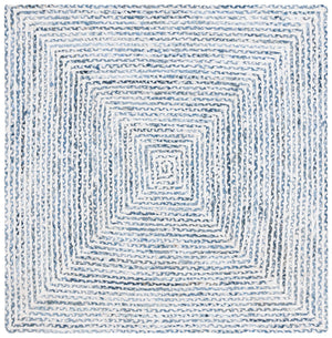 Safavieh Braided Handmade Cotton Geometric Area Rug In Blue And Ivory — Low 3/8" Pile, Coastal Chic Finish 9'-0" x 12'-0" BRD260M-9