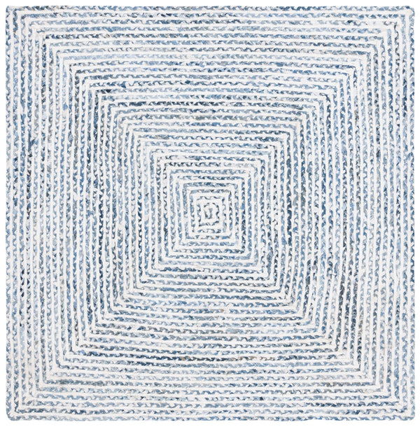 Safavieh Braided Handcrafted Cotton Area Rug In Calming Blue And Ivory Tones — Low-Profile, Soft, Coastal Charm, Durable Texture 6'-0" x 8'-0" BRD260M-68