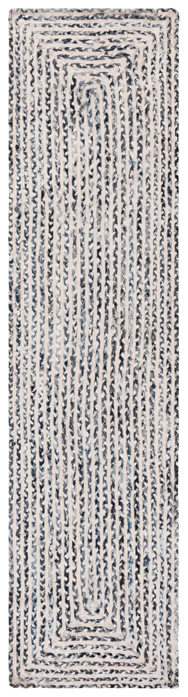 Safavieh Braided Handcrafted Cotton Accent Rug With Geometric Black & Navy Motif — Low-Profile, Durable 2'-3" x 5'-0" BRD260N-25