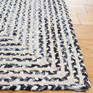 Safavieh Braided Handcrafted Cotton Accent Rug With Geometric Black & Navy Motif — Low-Profile, Durable 2'-3" x 5'-0" BRD260N-25