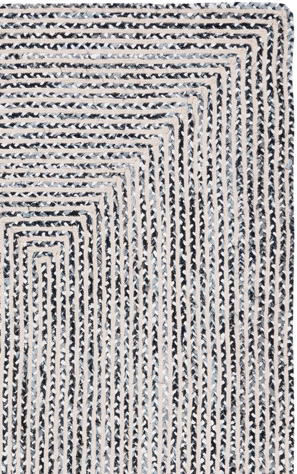 Safavieh Braided Handcrafted Cotton Accent Rug With Geometric Black & Navy Motif — Low-Profile, Durable 2'-3" x 5'-0" BRD260N-25