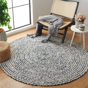 Safavieh Braided Handcrafted Cotton Accent Rug With Geometric Black & Navy Motif — Low-Profile, Durable 2'-3" x 5'-0" BRD260N-25
