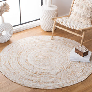 Safavieh Braided Oval Area Rug Ivory Brown Handmade Polyester Low-Profile Pile Durable Stain-Resistant Accent 5'-0" x 8'-0" BRD270T-5OV