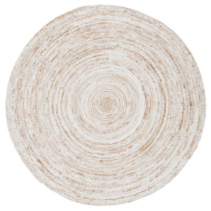 Safavieh Braided Round Ivory Brown Area Rug – Handcrafted Polyester Braided Texture, Durable & Stylish 7Ft 7'-0" x 7'-0" BRD270T-7R