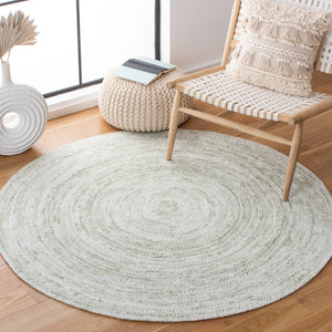 Safavieh Braided Oval Ivory Green Area Rug — Handmade Low-Profile Polyester Weave, Stain-Resistant Elegance 5'-0" x 8'-0" BRD270Y-5OV