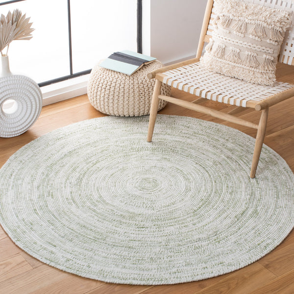 Safavieh Braided Oval Ivory Green Area Rug — Handmade Low-Profile Polyester Weave, Stain-Resistant Elegance 5'-0" x 8'-0" BRD270Y-5OV