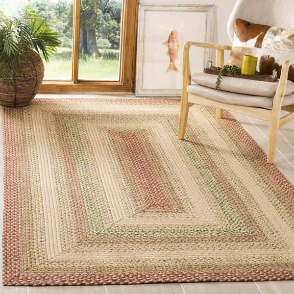 Safavieh Braided Handwoven 6'X8' Oval Rug Rust Multi – Low-Profile 1/4" Polypropylene, Indoor/Outdoor Durable Elegance BRD303A-68OV