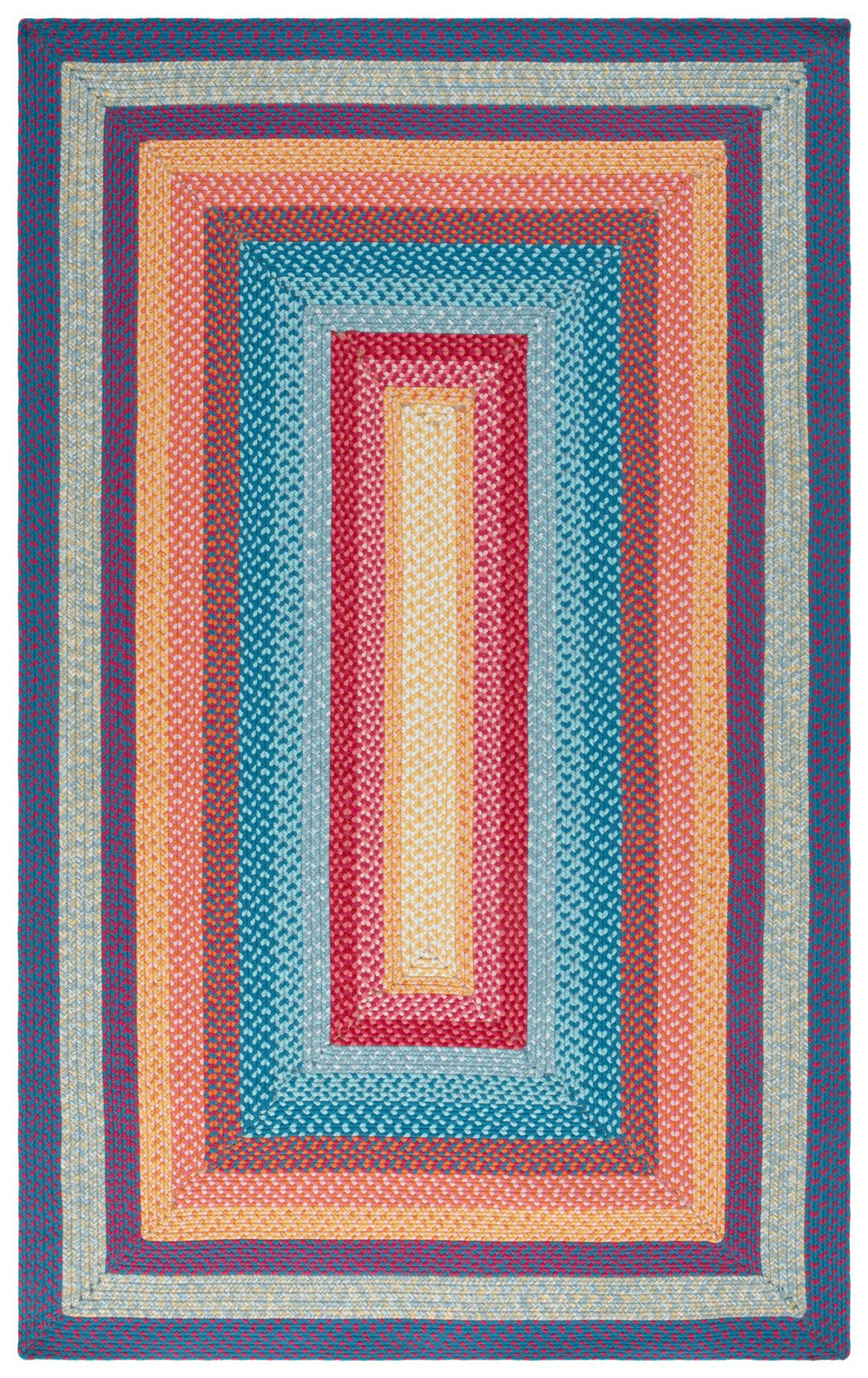 Safavieh Braided Multi-color Area Rug - Durable Polypropylene Pile For Stylish Home Décor & Comfort Red ,Orange Polypropylene Pile Brd308q-5sq