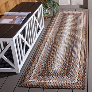 Safavieh Braided Round Area Rug In Earthy Brown With Multicolor Accents, Hand-Woven Polypropylene, Low-Profile Durable Style For Indoor And Covered Outdoor Spaces 5'-0" x 5'-0" BRD308T-5R