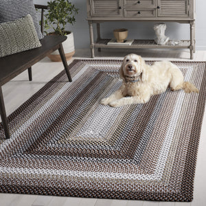 Safavieh Braided Hand‑Woven Brown Multicolor Area Rug — Durable Polypropylene Low‑Pile, Washable Cozy Style 8'-0" x 10'-0" BRD308T-8