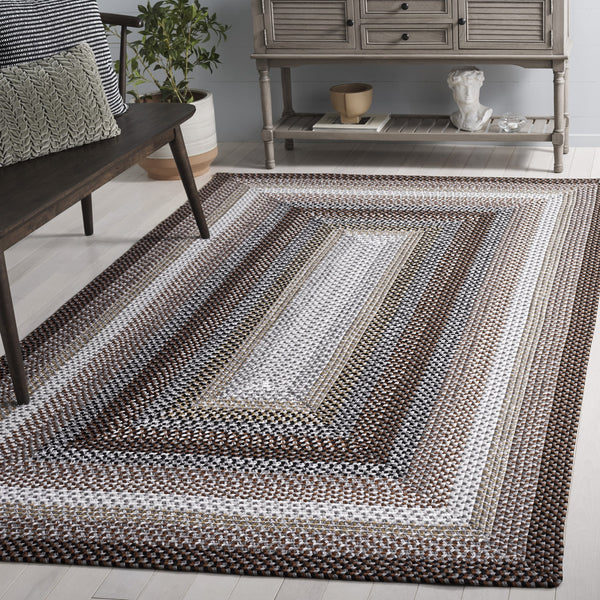 Safavieh Braided Hand‑Woven Brown Multicolor Area Rug — Durable Polypropylene Low‑Pile, Washable Cozy Style 8'-0" x 10'-0" BRD308T-8