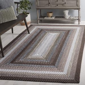 Safavieh Braided Hand‑Woven Polypropylene Oval Rug In Warm Brown With Multi Accents — Durable, Washable, Indoor/Outdoor 4'-0" x 6'-0" BRD308T-4OV