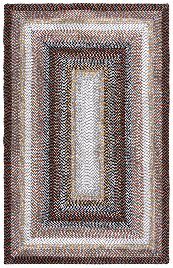 Safavieh Braided Round Area Rug In Earthy Brown With Multicolor Accents, Hand-Woven Polypropylene, Low-Profile Durable Style For Indoor And Covered Outdoor Spaces 5'-0" x 5'-0" BRD308T-5R