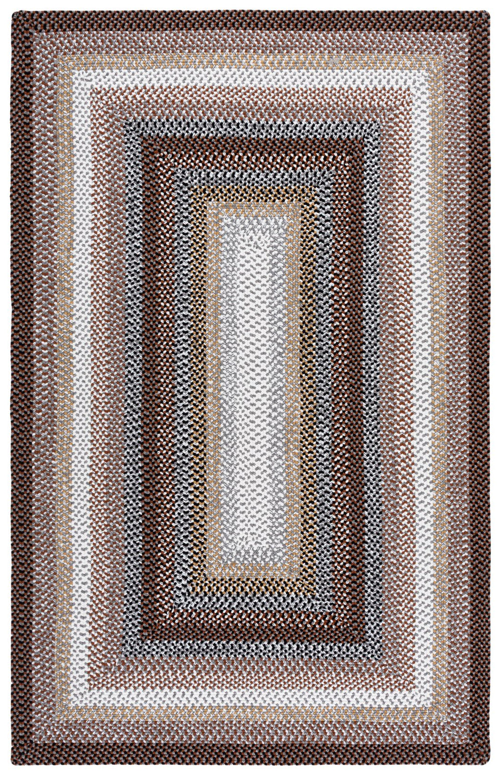Safavieh Braided Hand‑Woven Polypropylene Oval Rug In Warm Brown With Multi Accents — Durable, Washable, Indoor/Outdoor 4'-0" x 6'-0" BRD308T-4OV