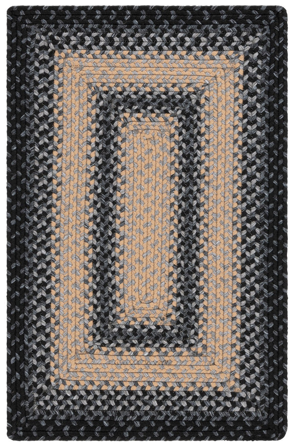 Safavieh Braided Area Rug - Hand-woven, Durable Polypropylene For Indoor & Outdoor Spaces, Elegant Design Black ,Grey Polypropylene Pile Brd311a-216