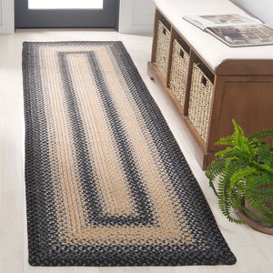 Safavieh Braided Area Rug - Hand-woven, Durable Polypropylene For Indoor & Outdoor Spaces, Elegant Design Black ,Grey Polypropylene Pile Brd311a-216