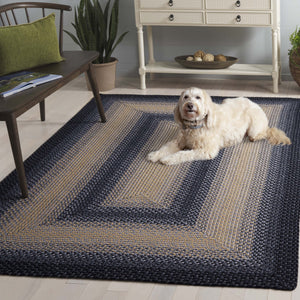 Safavieh Braided Area Rug - Hand-woven, Durable Polypropylene For Indoor & Outdoor Spaces, Elegant Design Black ,Grey Polypropylene Pile Brd311a-216