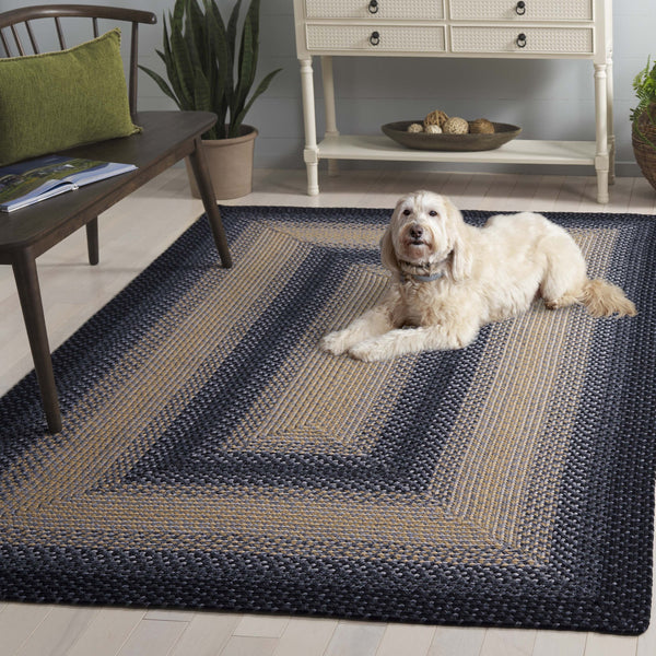 Safavieh Braided Area Rug - Hand-woven, Durable Polypropylene For Indoor & Outdoor Spaces, Elegant Design Black ,Grey Polypropylene Pile Brd311a-216