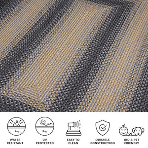 Safavieh Braided Area Rug - Hand-woven, Durable Polypropylene For Indoor & Outdoor Spaces, Elegant Design Black ,Grey Polypropylene Pile Brd311a-216