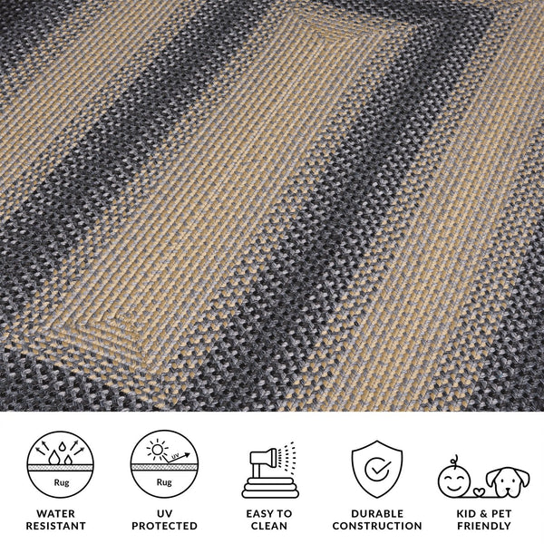 Safavieh Braided Area Rug - Hand-woven, Durable Polypropylene For Indoor & Outdoor Spaces, Elegant Design Black ,Grey Polypropylene Pile Brd311a-216