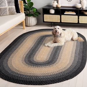 Safavieh Braided Area Rug - Hand-woven, Durable Polypropylene For Indoor & Outdoor Spaces, Elegant Design Black ,Grey Polypropylene Pile Brd311a-216