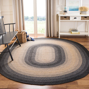 Safavieh Braided Area Rug - Hand-woven, Durable Polypropylene For Indoor & Outdoor Spaces, Elegant Design Black ,Grey Polypropylene Pile Brd311a-216
