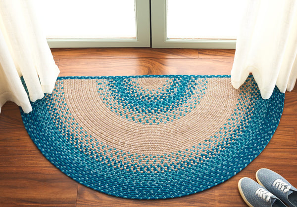 Safavieh Braided Area Rug - Hand-woven, Durable Polypropylene For Indoor & Outdoor Spaces, Elegant Design Blue ,Beige Polypropylene Pile Brd311m-8