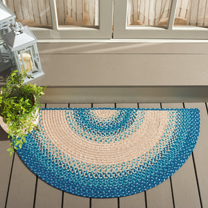 Safavieh Braided Area Rug - Hand-woven, Durable Polypropylene For Indoor & Outdoor Spaces, Elegant Design Blue ,Beige Polypropylene Pile Brd311m-8