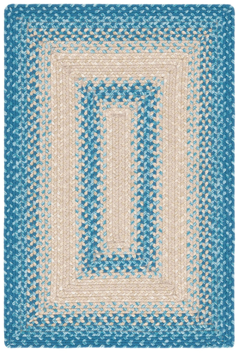 Safavieh Braided Area Rug - Hand-woven, Durable Polypropylene For Indoor & Outdoor Spaces, Elegant Design Blue ,Beige Polypropylene Pile Brd311m-8