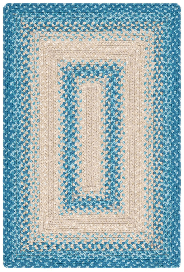 Safavieh Braided Area Rug - Hand-woven, Durable Polypropylene For Indoor & Outdoor Spaces, Elegant Design Blue ,Beige Polypropylene Pile Brd311m-8