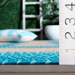 Safavieh Braided Area Rug - Hand-woven, Durable Polypropylene For Indoor & Outdoor Spaces, Elegant Design Blue ,Beige Polypropylene Pile Brd311m-8