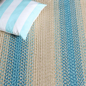 Safavieh Braided Area Rug - Hand-woven, Durable Polypropylene For Indoor & Outdoor Spaces, Elegant Design Blue ,Beige Polypropylene Pile Brd311m-8