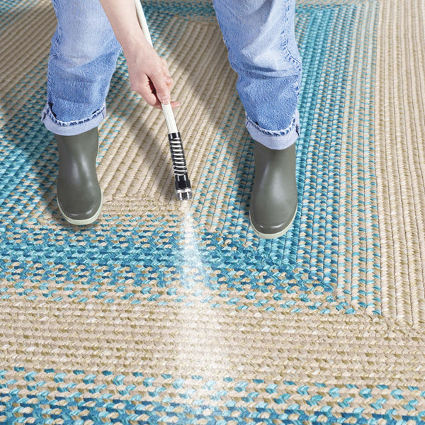 Safavieh Braided Area Rug - Hand-woven, Durable Polypropylene For Indoor & Outdoor Spaces, Elegant Design Blue ,Beige Polypropylene Pile Brd311m-8