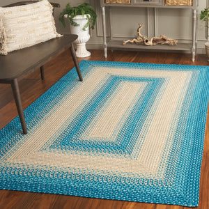 Safavieh Braided Area Rug - Hand-woven, Durable Polypropylene For Indoor & Outdoor Spaces, Elegant Design Blue ,Beige Polypropylene Pile Brd311m-8