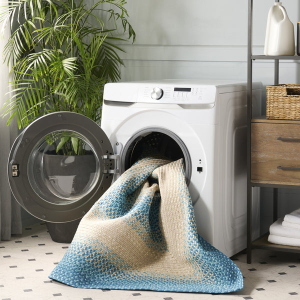 Safavieh Braided Area Rug - Hand-woven, Durable Polypropylene For Indoor & Outdoor Spaces, Elegant Design Blue ,Beige Polypropylene Pile Brd311m-8