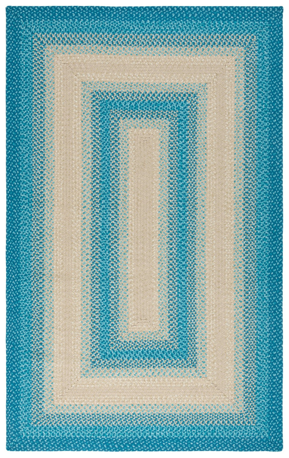 Safavieh Braided Area Rug - Hand-woven, Durable Polypropylene For Indoor & Outdoor Spaces, Elegant Design Blue ,Beige Polypropylene Pile Brd311m-8