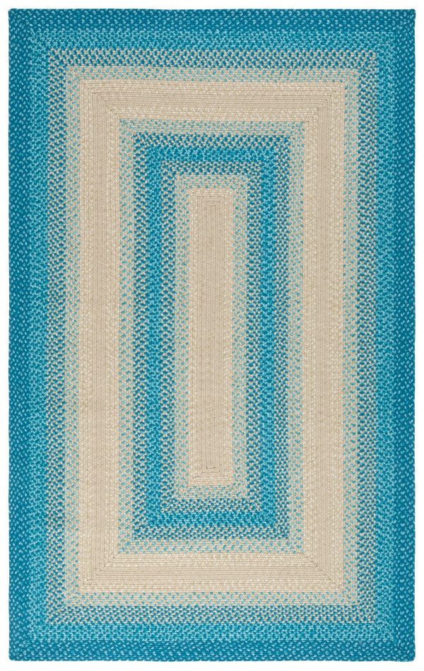 Safavieh Braided Area Rug - Hand-woven, Durable Polypropylene For Indoor & Outdoor Spaces, Elegant Design Blue ,Beige Polypropylene Pile Brd311m-8