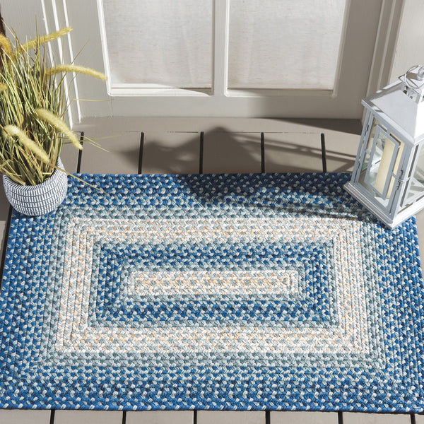 Safavieh Braided Area Rug - Hand-woven, Durable Polypropylene For Indoor & Outdoor Spaces, Elegant Design Navy ,Grey Polypropylene Pile Brd311n-28