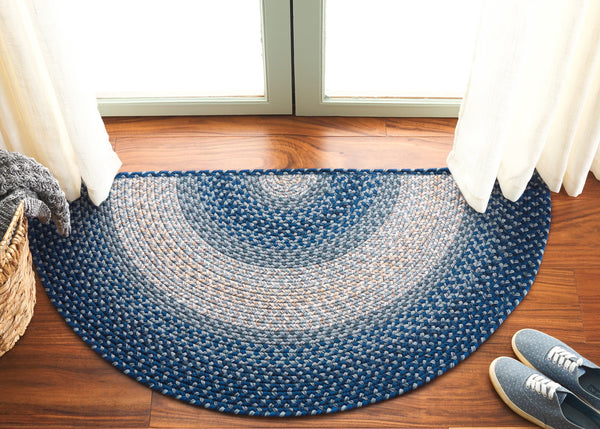 Safavieh Braided Area Rug - Hand-woven, Durable Polypropylene For Indoor & Outdoor Spaces, Elegant Design Navy ,Grey Polypropylene Pile Brd311n-28