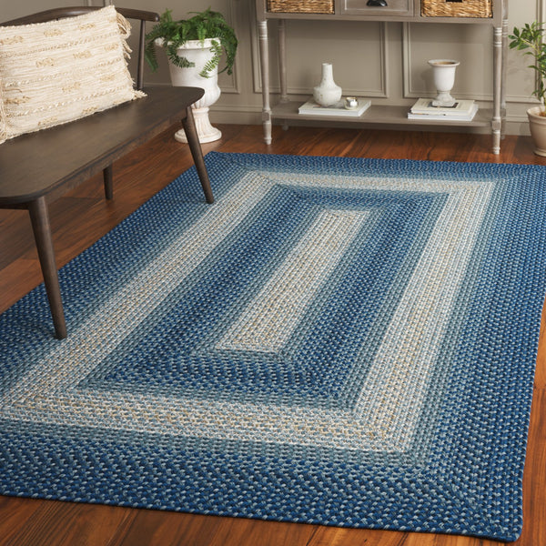 Safavieh Braided Area Rug - Hand-woven, Durable Polypropylene For Indoor & Outdoor Spaces, Elegant Design Navy ,Grey Polypropylene Pile Brd311n-28