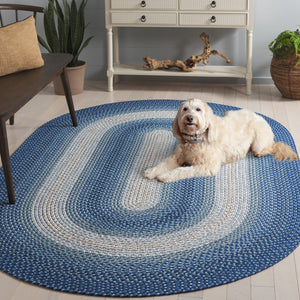 Safavieh Braided Area Rug - Hand-woven, Durable Polypropylene For Indoor & Outdoor Spaces, Elegant Design Navy ,Grey Polypropylene Pile Brd311n-28