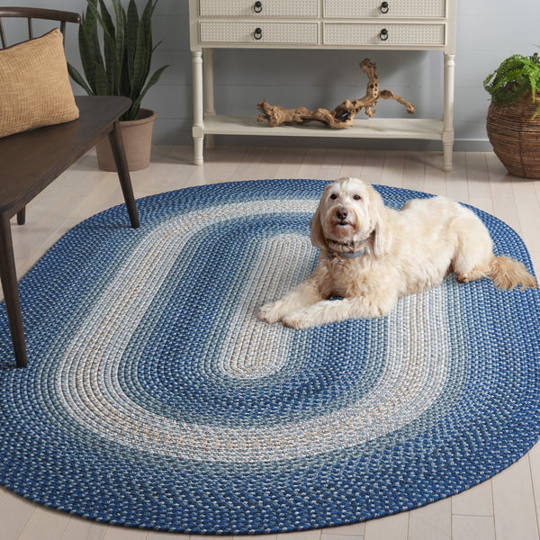 Safavieh Braided Area Rug - Hand-woven, Durable Polypropylene For Indoor & Outdoor Spaces, Elegant Design Navy ,Grey Polypropylene Pile Brd311n-28