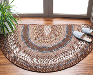 Safavieh Braided Hand-woven Area Rug - Elegant Multi-tonal Design For Indoor/Outdoor Spaces, Easy Care Brown ,Multi Polypropylene Pile Brd313a-7sq