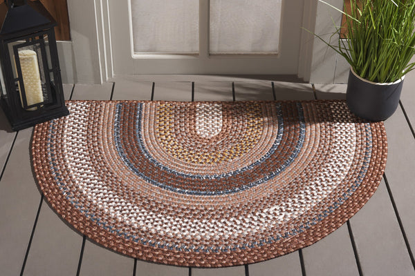 Safavieh Braided Hand-woven Area Rug - Elegant Multi-tonal Design For Indoor/Outdoor Spaces, Easy Care Brown ,Multi Polypropylene Pile Brd313a-7sq