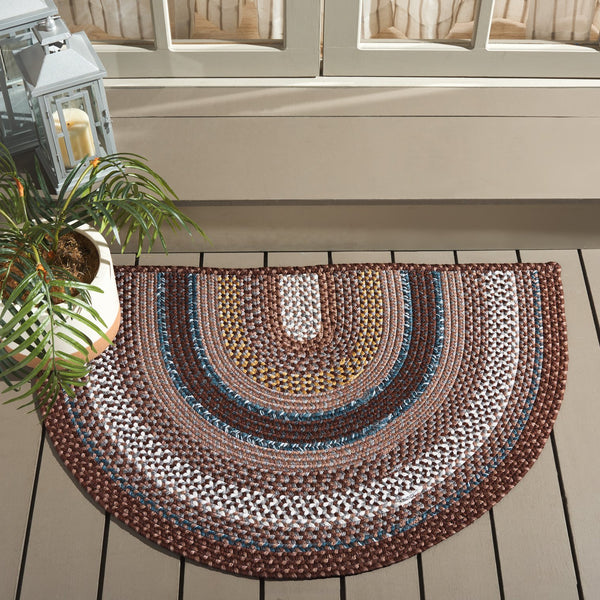 Safavieh Braided Hand-woven Area Rug - Elegant Multi-tonal Design For Indoor/Outdoor Spaces, Easy Care Brown ,Multi Polypropylene Pile Brd313a-7sq