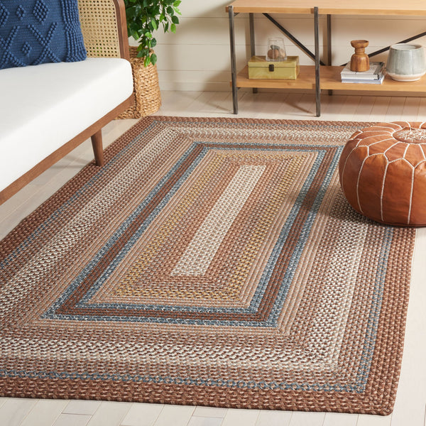 Safavieh Braided Hand-woven Area Rug - Elegant Multi-tonal Design For Indoor/Outdoor Spaces, Easy Care Brown ,Multi Polypropylene Pile Brd313a-7sq